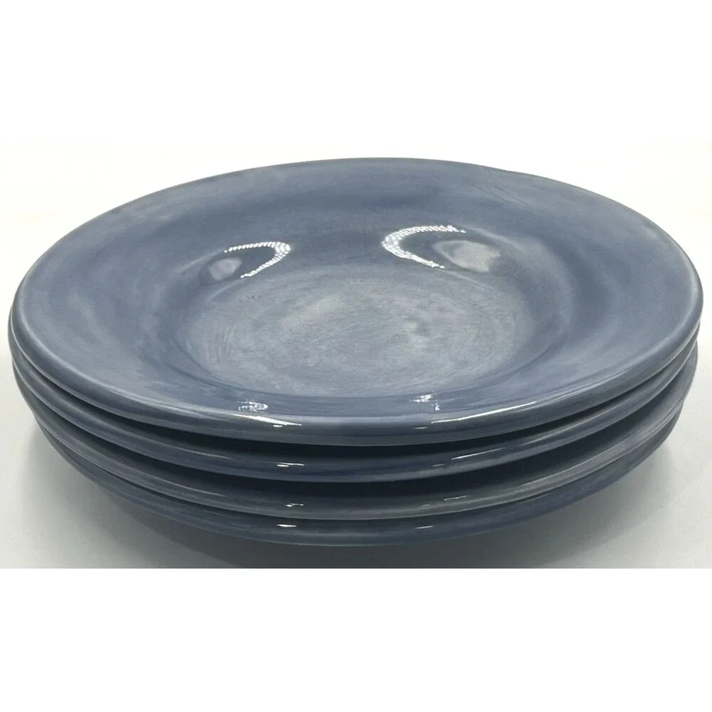 4 Salad Plates Pottery Barn Sausalito Slate Blue Deep Rim Bowl Blates 10